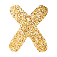 Gold Glitter Font Letter X uppercase