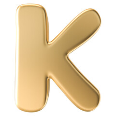 Gold 3D Font Letter K uppercase