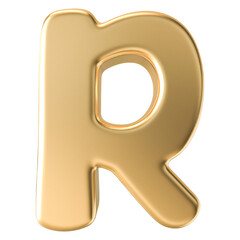 Gold 3D Font Letter R uppercase