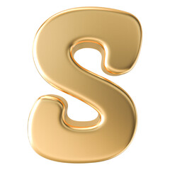 Gold 3D Font Letter S uppercase