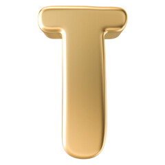 Gold 3D Font Letter T uppercase