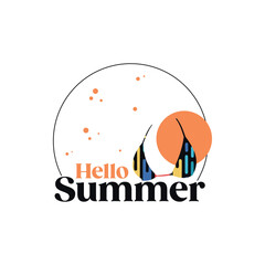 Hello summer letter banner template background with bra