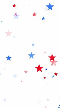 Twinkling stars in red and blue over white background for USA celebrations like 4th of July, Memorial Day, Veteran's Day, or other patriotic US American holidays.