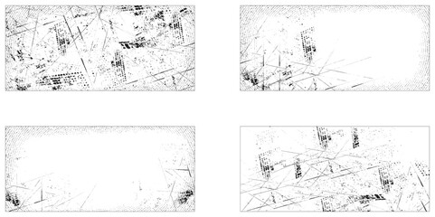Obraz premium et of distressed black grain texture. Distress Overlay Textures. Collection of 4 grunge textures. Vector illustration