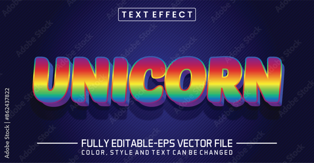 Poster unicorn font text effect editable