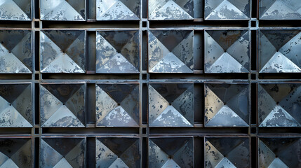 Industrial metal grating grid pattern texture background - Shiny steel and geometric shapes