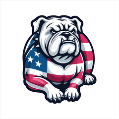 Bull Dog with USA Flag Pattern - Independence Day Dog Vector
