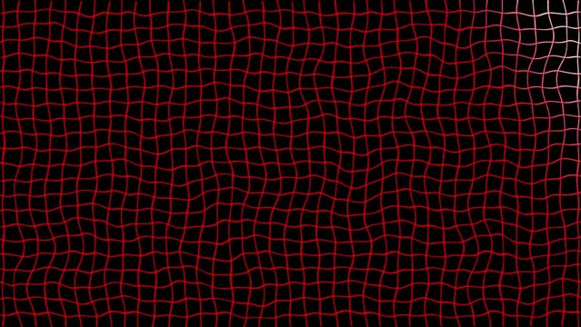 Red grid pattern moving and wavy seamless loop background, light animation