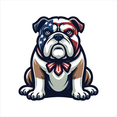 Bull Dog with USA Flag Pattern - Independence Day Dog Vector
