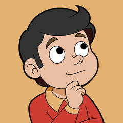 Obraz premium A boy thinking cartoon vector illustration
