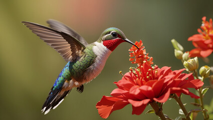 A hummingbird with green, blue © Zohaib