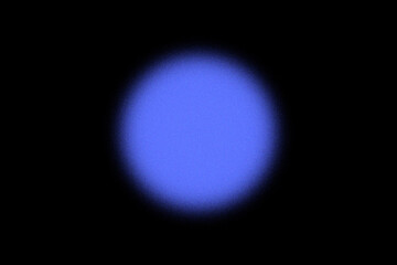 Abstract glowing blue light on a dark background with grain noise effect. Grainy blue ring. Neon blue abstraction. Illustration.