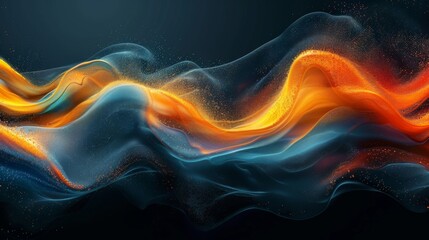 Fototapeta premium Blue orange futuristic flowing liquid background