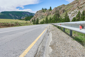 rural highway in the mountains. Altai, Siberia, Russia