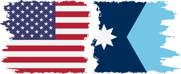 Minnesota state and USA grunge flags connection vector - 2024