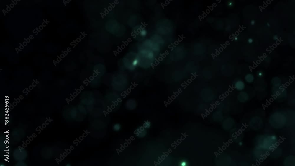 Poster abstract blue cyan quantum particles floating in and out of focus motion background animation with s