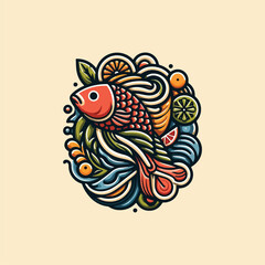 Obraz premium Fish fruits abstract design vector