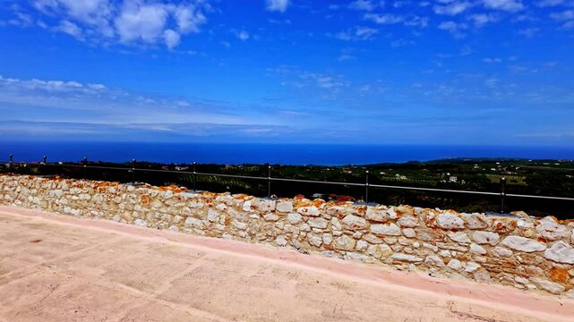 Medieval Chlemoutsi Castle in Greece overlooks the surrounding landscape and sea