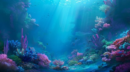 Colorful Underwater Coral Reef with Fish