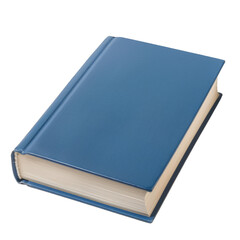 Blue hardcover book cut out isolated on transparent background