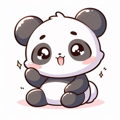 Naklejka premium Delightful Anime-Styled Panda Illustration