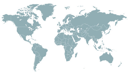 World map. Modern grey vector map. Silhouette map