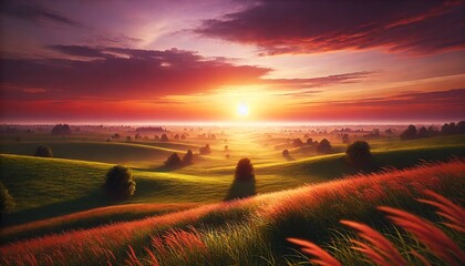 Fototapeta premium sunset in the field