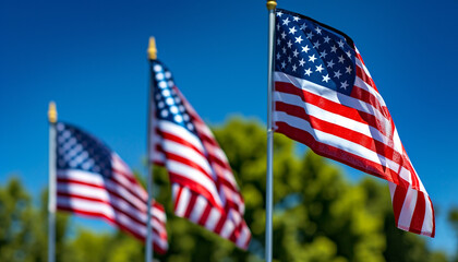 USA flag on a blue sky