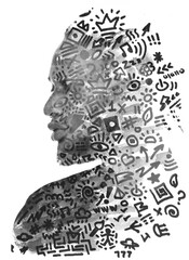 An abstract symbolic paintography portrait of an african american man