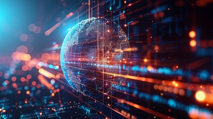 Obraz premium Futuristic Digital Network and Global Communication Design