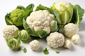 Fototapeta premium Collection set of cauliflower,isolation white background