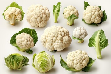 Obraz premium Collection set of cauliflower,isolation white background