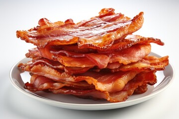 Cooked bacon slices,isolation white background
