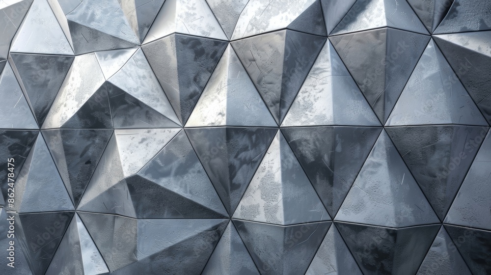 Poster triangular geometric studs with a hammered metal texture.