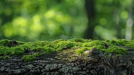 54. A close-up of a fallen tree trunk with moss growing on it, highlighting the cyclical nature and renewal of life in nature. - Powered by Adobe