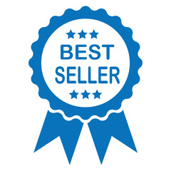 Blue-coloured Best seller label