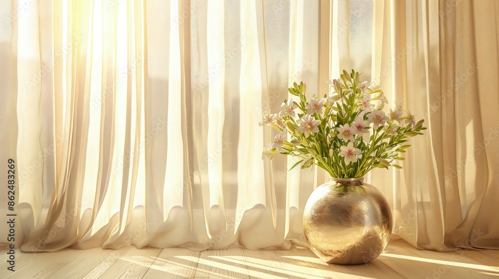 Poster an image of a rare green and pink peony by a window with the gentle morning sun highlighting its uni
