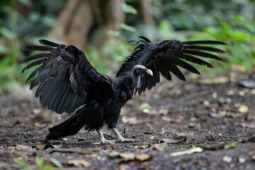 Vulture with wings spread wide