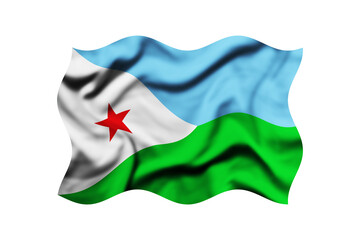 Waving the flag of Djibouti on a transparent background. 3d rendering. Clipping Path Included	