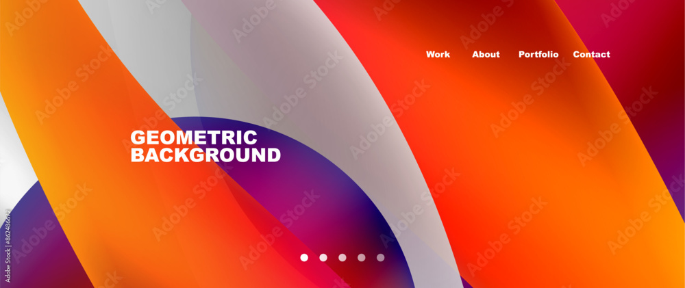 Poster Bright multicolored geometric abstract shapes. Minimal trendy simplicity concept. Modern overlapping forms