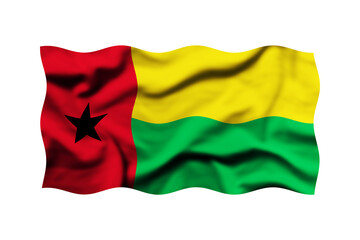 Waving the flag of Guinea Bissau on a transparent background. 3d rendering. Clipping Path Included	