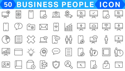 Set of thin line icons related to team, teamwork, co-workers, and cooperation.. Linear business simple symbol collection..Business training and office collection. Big UI icon set. Thin outline pack.