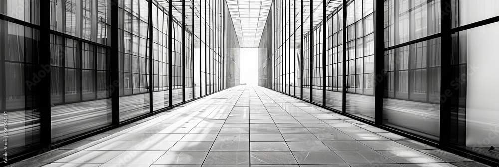 Poster a minimalist approach to modern architecture with repetitive line patterns creating a sense of conti
