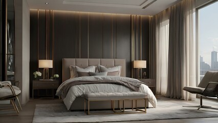 Interior design of a modern style bedroom