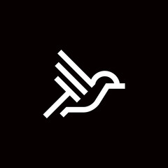 Simple line bird logo ,simple and flat bold cutout line bird logo eagle, aviary