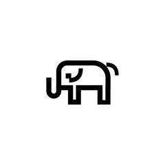 simple minimalist bold line elephant africa zoo animal, flat logo vector illustration