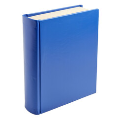 A standing blue hardcover book cut out isolated on transparent background