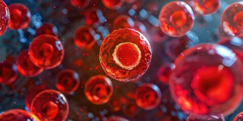 Cells. Illustration of Embryonic Stem Cells Under Macroscopic Red Illumination