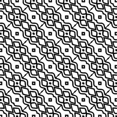 Minimal ornamental background with abstract shapes. Black and white texture. Simple abstract ornament background. Dark repeat design for decor, fabric, cloth.