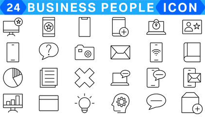 Set of thin line icons related to team, teamwork, co-workers, and cooperation.. Linear business simple symbol collection..Business training and office collection. Big UI icon set. Thin outline pack.